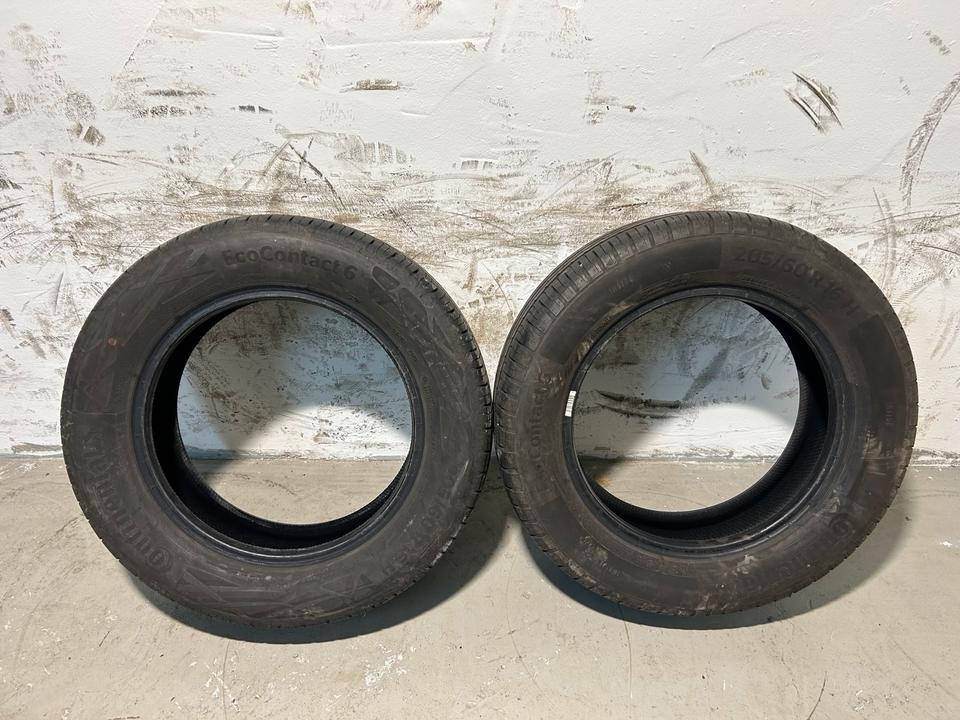 2x Continental EcoContact 6 Sommerreifen 205/60 R16 92H · Profil ca. 6 mm · DOT 2021